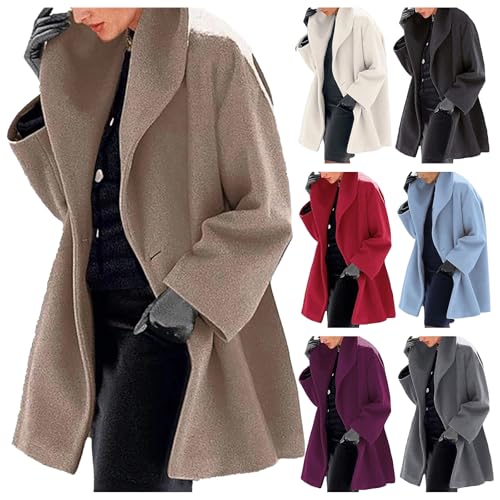 Women Wool Coat Single Breasted Hooded Jacket Casual Shawl Collar Jacket Pea Coats Loose Trench Coats Long Overcoat4