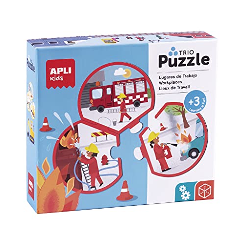 APLI Kids 18822 - Puzle Trio Profesiones - Incluye 8 puzles de 3 Piezas Cada uno, 24 Piezas tamaño Ø 9 cm