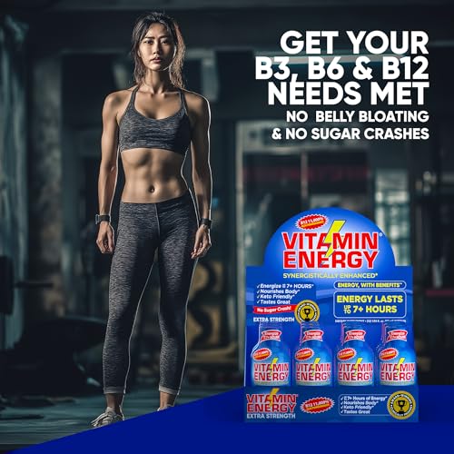 Vitamin Energy B12 11,000% Extra Strength Energy Shot Açaí Pomegranate 48 Pack, 260mg Natural Caffeine, B12 & B6, Nootropic Focus, Vitality, Zero Sugar, Gluten-Free, Vegan, Kosher, 1.93 fl oz