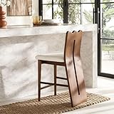 SAFAVIEH Home Collection - Kieran Modern Counter Stool, 25-inch Seat Height, Cream Boucle Seat & Walnut Brown Solid Wood Frame (BST8803B)