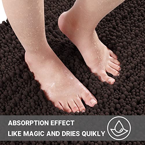 Yimobra 3-teiliges Badezimmerteppich-Set, Shaggy-Chenille-Badteppich 24 x 17 cm + extra saugfähige Badematte 31,5 x 19,8… – Bild 4