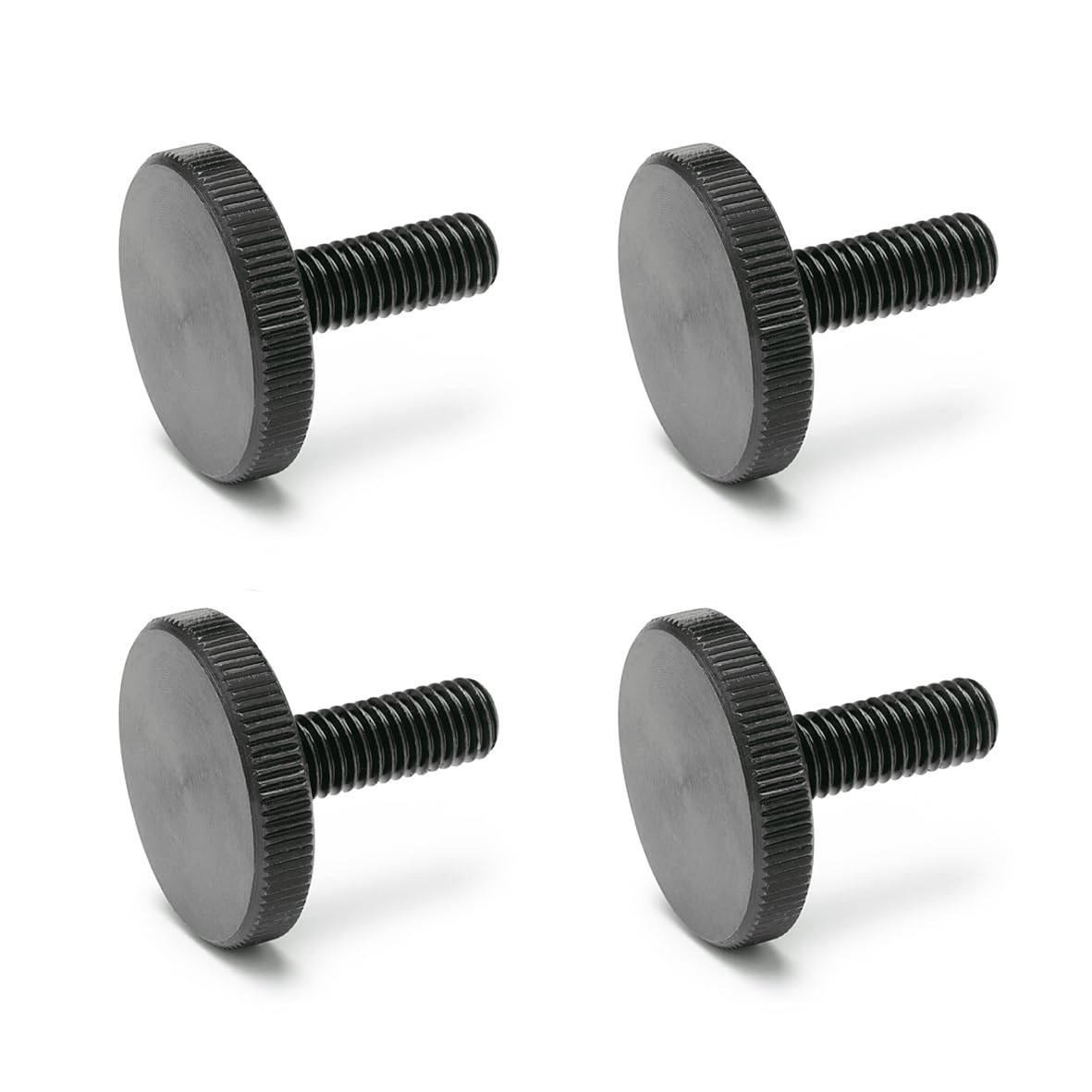 Ganter Normelemente Flat knurled screws, knurled screws (low shape), DIN 653-M8-30, pack of 4, burnished steel, thread: M8 x 30