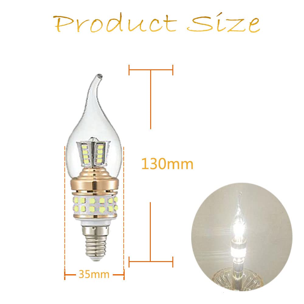 20er LED Birne E14 Schraubbirne 8W Kaltwiess 6000k, 800LM Nicht dimmbare Licht Luxuriöse Moderne Kronleuchter Glühbirne Flammenform AC 240V, Kleine Edison Schraube SES LED Maislampe