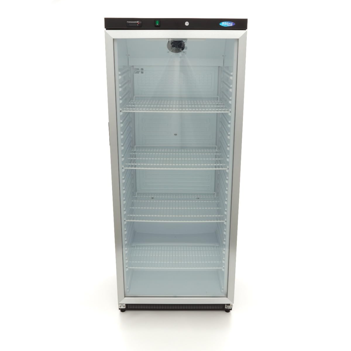 Maxima Réfrigérateur 600L Noir avec Porte Vitrée - 4 Grilles Réglables - Refroidissement Restaurant - Professionnel