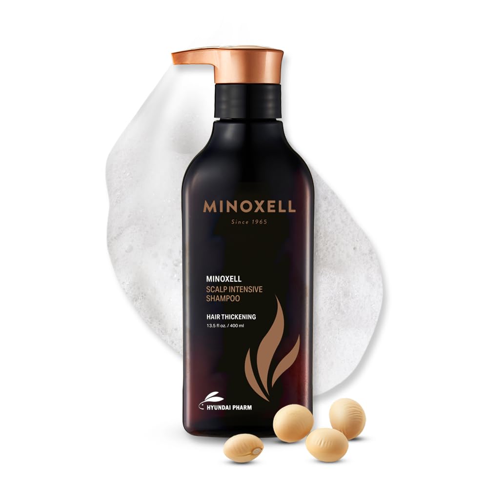 MINOXELL Soybean & Biotin Shampoo for hair growth?korean shampoo for thinning hair, Dandruff Control, Oily Roots, Hair loss, Volume Boost and Strengthening & Repair (13.52 fl oz)