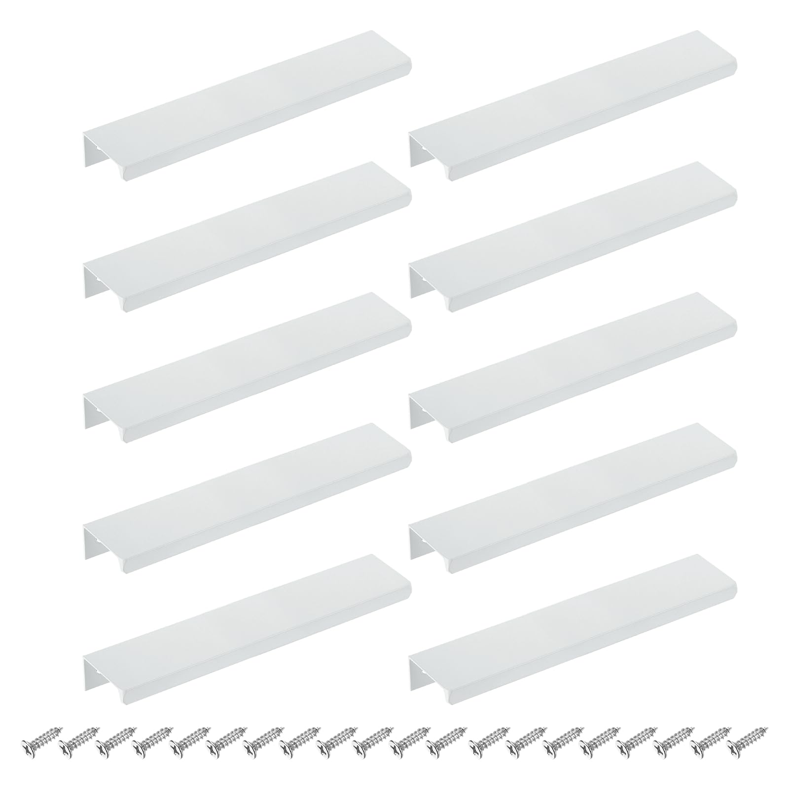 Poignées cachées en aluminium blanc 150 mm pour meuble de cuisine (Lot de 10)