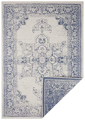 bougari Borbon Alfombra Reversible para Interior y Exterior, Azul y Crema, 80 x 150 cm Cover