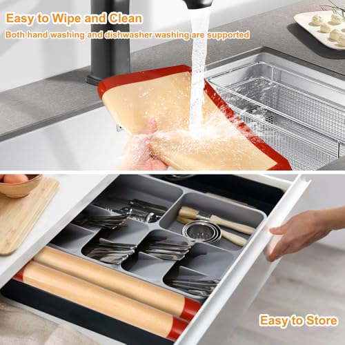 2 Stück Silikon Backmatte für Backblech, 30x40 cm Silikonmatte Backofen BPA Frei, Backunterlagen, Antihaftbeschichtung Silikonbackmatte, Wiederverwendbare Backmatte für Brot, Macarons, Kekse, Pizza