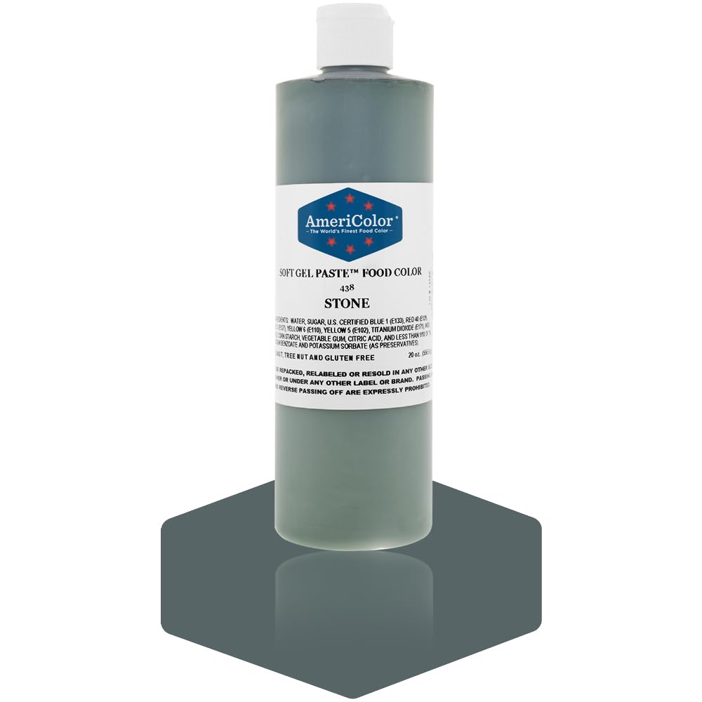 AmeriColor, Stone, 13.5 Ounce Bottle, Soft Gel Paste Food Color