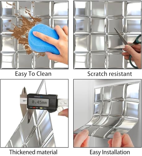Image of Moroccan Tile Stickers | Waterproof Self Adhesive Peel & Stick Tile Decals for Kitchen Backsplash, Bathroom Wall, Floor, Furniture & Glass (8x8 Inch, Design 42)