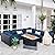 Rattaner 9 Pcs Outdoor Furniture Sets Patio Sectional Couch with 45-Inch Fire Pit Patio Furniture Set 60000 BTU Propane Fire Pit Table with No-slip Cushions and Waterproof Cover, Blue