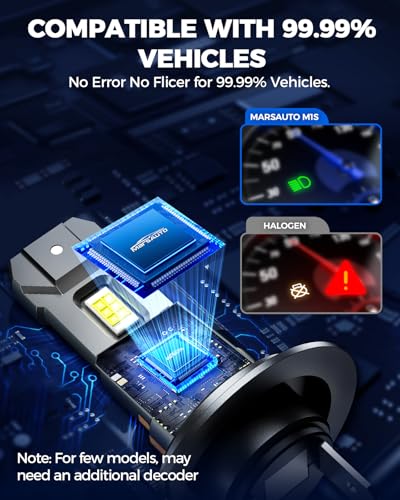 Image of Marsauto M1S H1 H7 LED Bulbs Combo, 80000LM 6000K Cool White Super Bright, 2 Pairs H1+H7 LED Fog Light Replacement, Plug and Play, 60,000+ Hours Lifespan, for ATV Headlights, 4-Pack