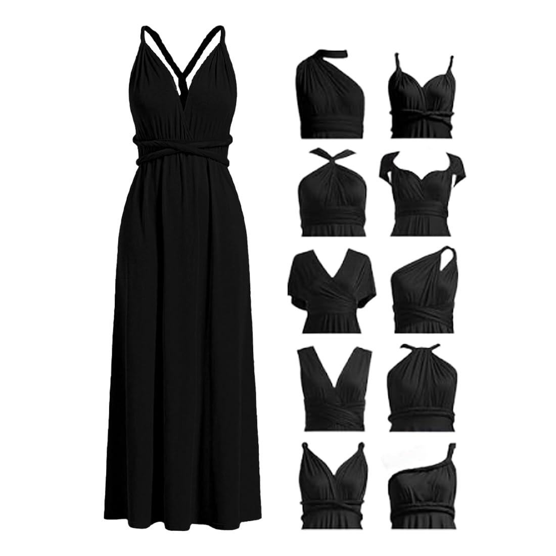 Vestito Infinity da Sera Donna Sexy Multiway a Portafoglio Abito da Damigella d'Onore Elegante Lungo Cerimonia Cocktail Vestito Moda Senza Maniche Aderente Maxi Abito per Ospite di Matrimonio