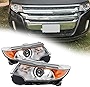 ECOTRIC Front Headlights Compatible with 2011-2014 Ford Edge Driver Passenger Side Headlamps Assembly Pair Replacement for BT4Z-13008-B