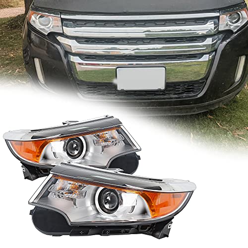 ECOTRIC Front Headlights Compatible with 2011-2014 Ford Edge Driver Passenger Side Headlamps Assembly Pair Replacement for BT4Z-13008-B