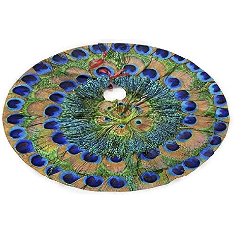 Peacock Feathers Christmas Tree Skirt by FREEHOTU Cover