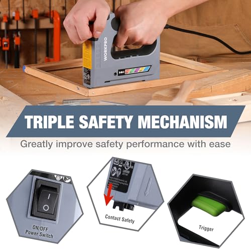 WORKPRO 5 in 1 Staple Gun,110V Corded Brad Nailer with 2000 Staples and Nails, Electric Staple Gun for DIY Project of Woodworking thumbnail 6