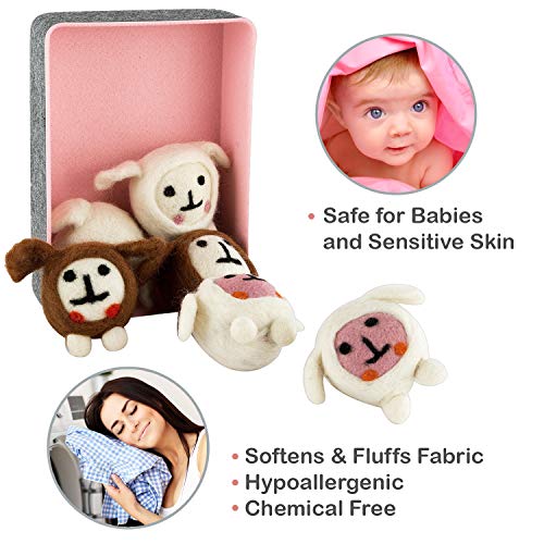 EconoHome Wool Dryer Balls Gift Set - with 2 Essential Oils - 3-Color Sheep, Anti Static Laundry Balls - 100% Organic New Zealand Wool - XL - All Natural, Hypoallergenic Fabric Softener