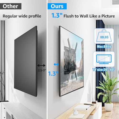 Mountup MU0062 Ultra Slim Full Motion Tv Wall Mount, 1.3 Inch Thin Low Profile Tv Bracket thumb #1