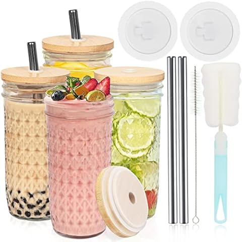 UHAPEER Bubble Tea Becher mit Deckel und Strohhalm Cover