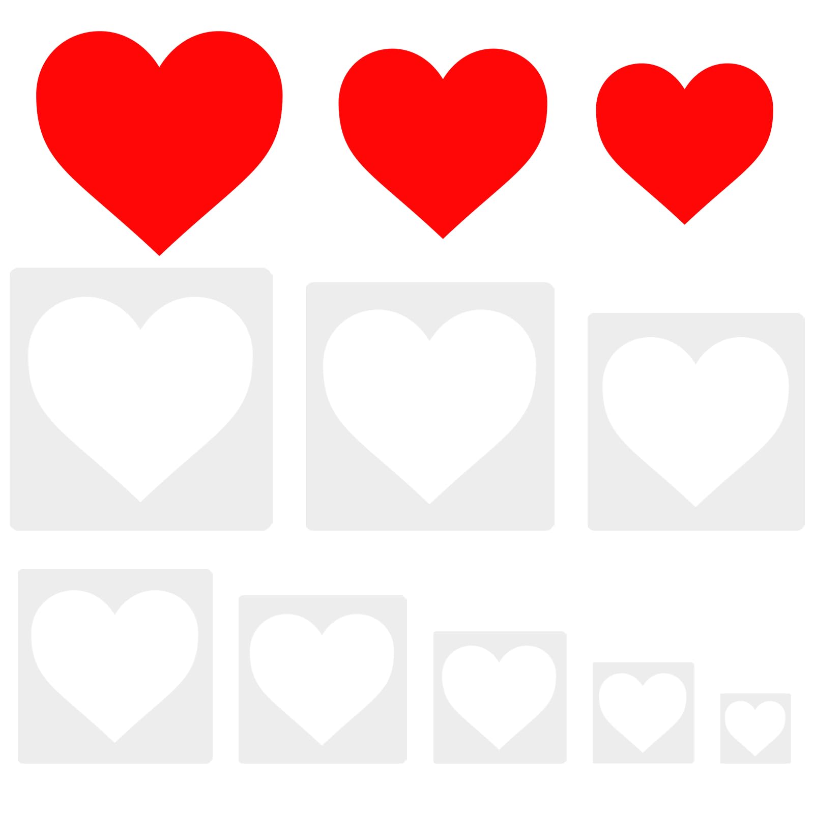 8 Pack Large Heart Stencils for Crafts, Reusable PET Plastic Heart Shape Templates (6cm to 24cm), Washable Stencil Set for Wall Painting, Fabric, Wood, Scrapbooking, Card Making & Home Decor (White)