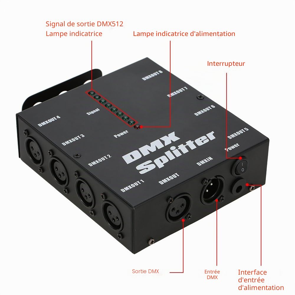 lixada DMX512 Répartiteur optique agit comme un DMX512 Vert eilver tärker pour la scène Éclairage, 8 canaux sorties indépendante, einzelteil Taille : 12.8 * 4.3 * 17.2 cm.