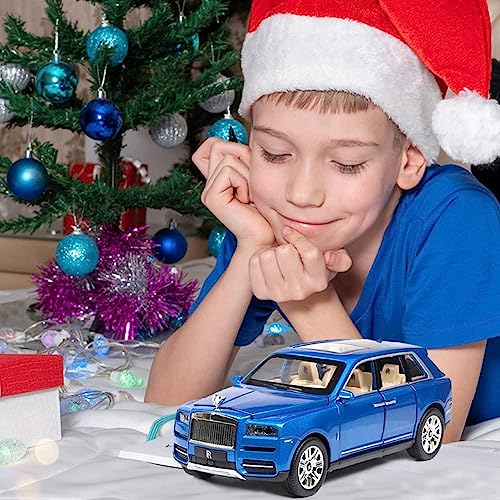 Image of 1:24 Rolls-Royce Cullinan Diecast Model Car Alloy Pull Back Toy Car with Sound & Light, Collectible Vehicle for Kids & Adults, Birthday Gift for Boys & Girls (Blue)