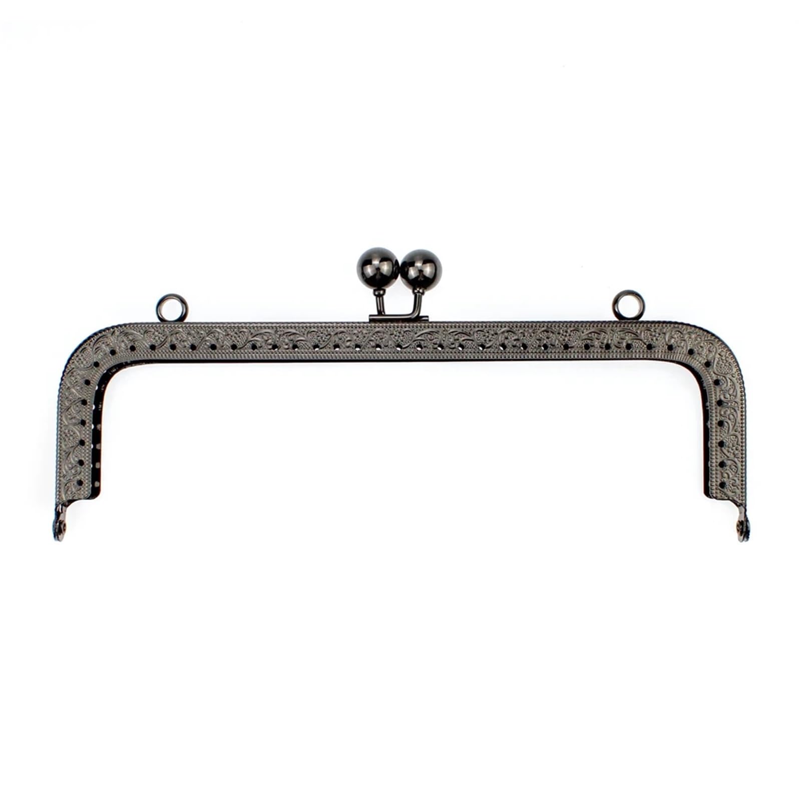 Metalowa rama torebki, rama sprzęgła torby, 20CM prostokątne tłoczone koraliki pocałunek metalowa rama torebki zapięcie do torebki DIY torebka damska kopertówki akcesoria(Gun)