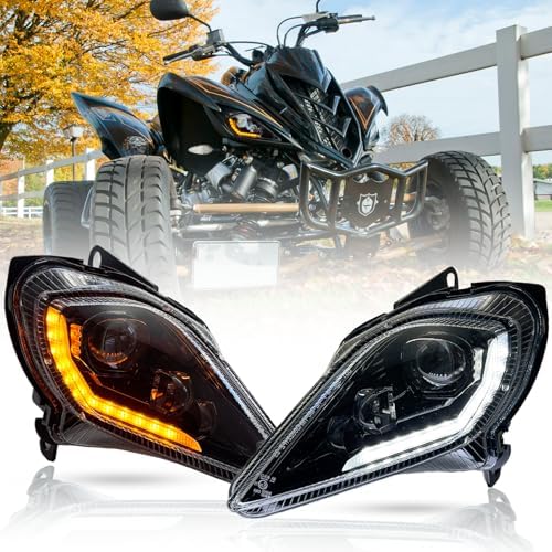 LED Headlights with High Low Beam Daytime Light Turn Signal light for Yamaha Raptor 700 700r 2006-2025 YFZ 450 YFZ 450R YFZ 450X Wolverine 450 350 Raptor 250 350 DOT Approve(2PCS)