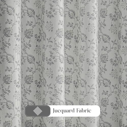 Image of Yellow Weaves 1 Pc Jacquard Botanical Eyelet Long Door Curtain - Perfect for Home, Office, Bedroom, Living Room & Balcony - 7 Feet (Silver)