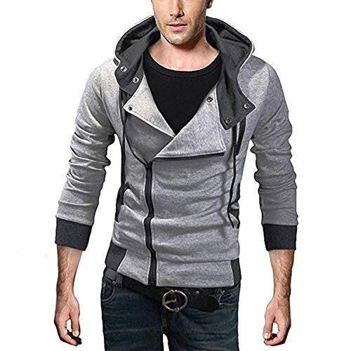 King Ma Men's Oblique Zipper Hoodie Casual Slim Fit Top Cosplay Costume Jacket