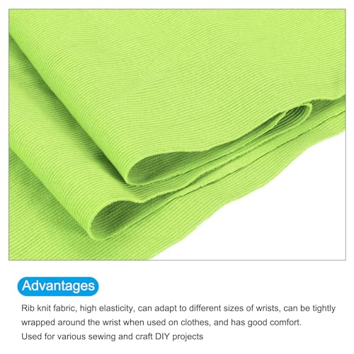 Image of MECCANIXITY 47 inch Elastic Cuffs Ribbed Trims Cotton Fabric Knit Rib Stretch Tape Cuff Sleeve Waistband for Sewing, 20 inch Wide Bright Green