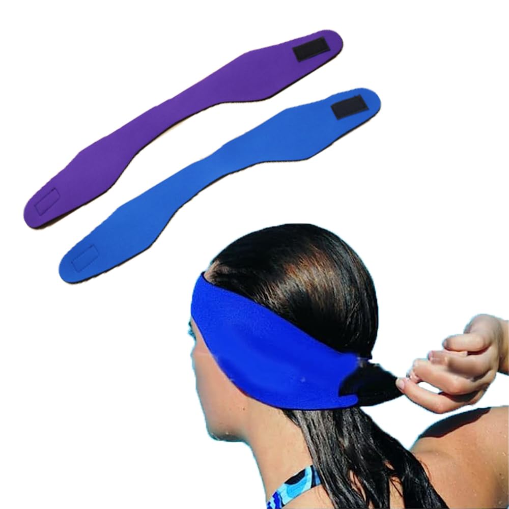 2er-Pack Elastica Fascia da Nuoto，Fascia da Bagno in Neoprene per Adulti e Bambini，Fascia Per L'orecchio Da Nuoto Per Bambini Adulti，Adatto per Surf Sci Nautico（Blu e Viola-L）