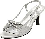 Annie Shoes Women's Elizabeth Evening Sandal,Silver Satin,9 M US