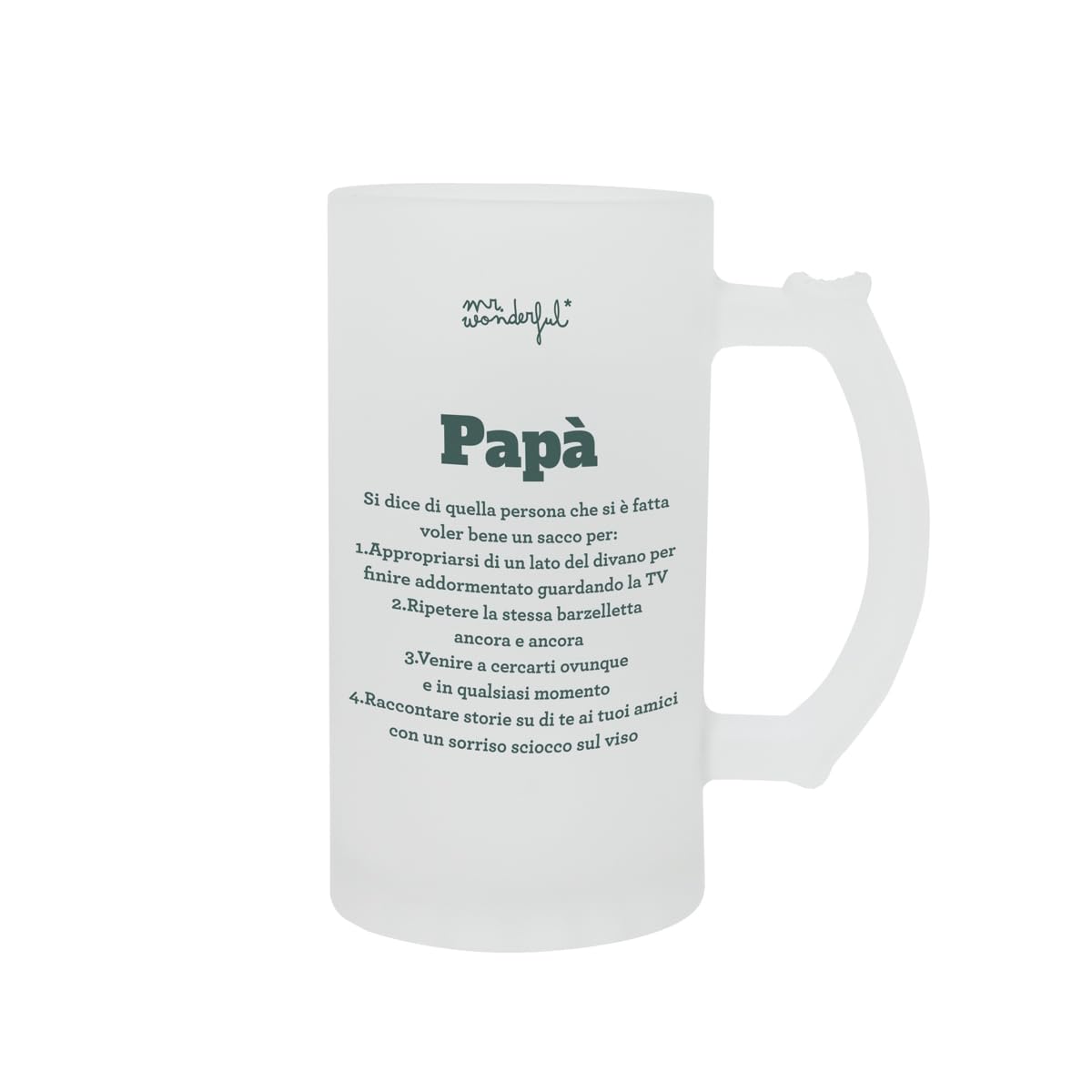 Mr. Wonderful Multicolor - Jarra De Cerveza - Definición Papá - Jarra De Cerveza De Diseño Clásico -Fabricada En Cristal - Capacidad: 43 Cl.