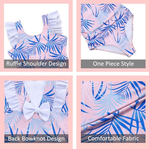 GERU Girls' One Piece Swimsuit Cute Bathing Suit with UPF 50+ Sun Protection Summer Beach Pool Swimwear for Ages 3-122