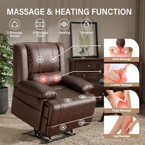 Sillón sin reclinar con cuero sintético marrón miniatura 3