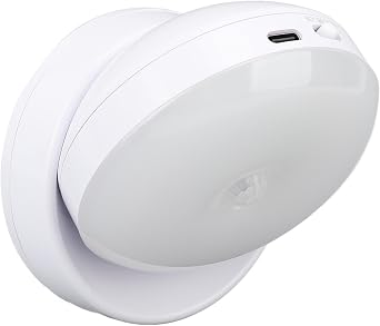LED Motion Sensor Night Light, 360 Degree Rotating Rechargeable Induction Wall Lamp, LED Wall Lamp for Stair Closet Hallway Bedroom Warm Light
