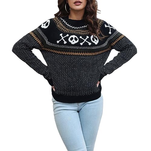 Image of JUNBOON Women's Casual Leopard Print Knitted Pullover Sweaters Long Sleeve Crew Neck Jumper Tops