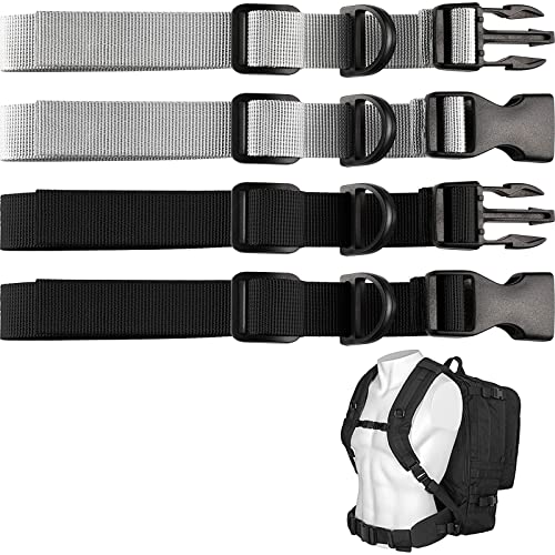 SHULLIN 2 correas ajustables para el pecho de nailon con hebilla, para el pecho, para mochila, cierre rápido, tipo mochila, correa universal para el pecho (negro, gris) Cover