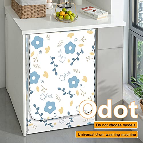 Odot Washer Dustproof Cover Front Load, Washing Machine Dryer Protector Sunscreen Waterproof Tumble Dryer Case Protective Cover for Most Front Loadi (green leaves,S-capacity 4~7.5kg)