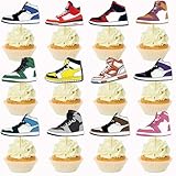 24 Pcs Sneaker Cupcake Toppers Sneaker Cake Decorations Sneaker Party Decorations Sport Shoes Cupcake Toppers for Kids Boys Birthday Party