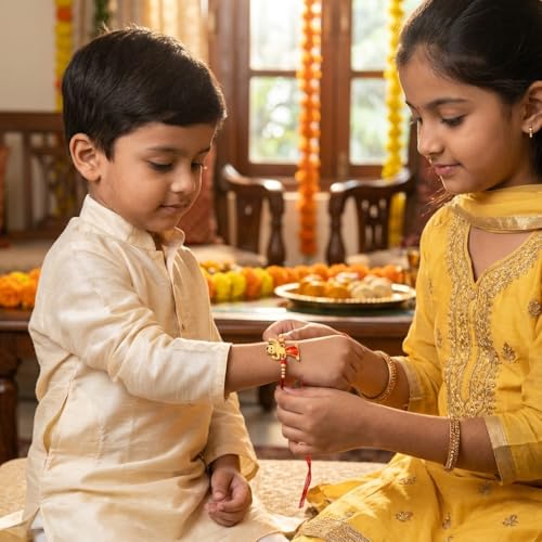 Image of Cartoon Rakhi for Kids Set of 4 with Chocolate- Cute Adorable Kids Rakhi for Teenager,Toddler,Boy,Girl,Baby,Younger /Small /Little Brother with Chocolate Gift