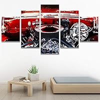 SIGNWIN 5 Panel Canvas Wall Art Modern Art Cars Edgy Industrial Mixed Media Multicolor Transportation for Home Decorations Ready to Hang - 60