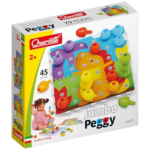 Quercetti 2271 Quercetti-2271 Jumbo Peggy-Early Learning Button Art Game Construction Plugging Toys