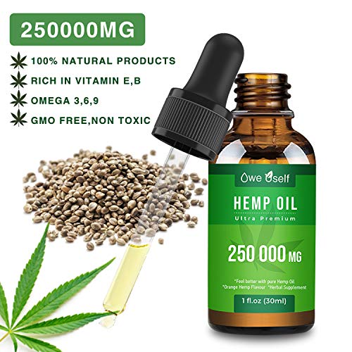 Organic Hemp Seed Oil Drops Extract 250000MG for Pain Relief Natural Hemp Seed Oil Rich in Omеga 3, 6, 9 Helps with Stress Relief Sleep, Skin Care& Hair Growth.Vegan Friendly - Image 4