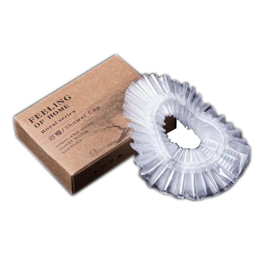 Gorros de ducha desechables de plástico transparente, 100 unidades, para viajes en hoteles