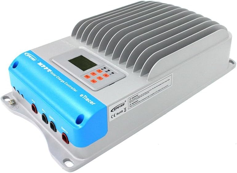 En angle view of the EPEVER ET6415BND MPPT Charge Controller with labels