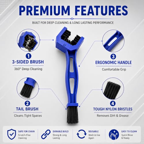 Image of AutokraftZ Multipurpose Motorcycle & Bicycle Chain Cleaner Brush - Durable Bike Chain Cleaning Tool for Motorcycles, Bicycles, Scooters & More - Easy Maintenance for Smooth Ride Performance