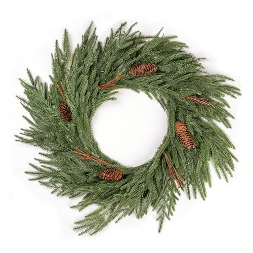 Norfolk Pine Wreath 24 Inch, Realistic Christmas Wreath for Front